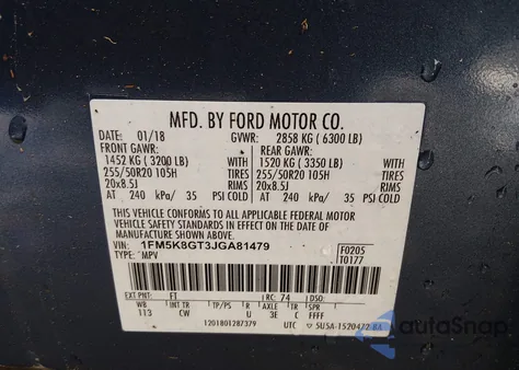 2018 Ford Explorer Sport from USA, damaged, VIN 1FM5K8GT3JGA81479